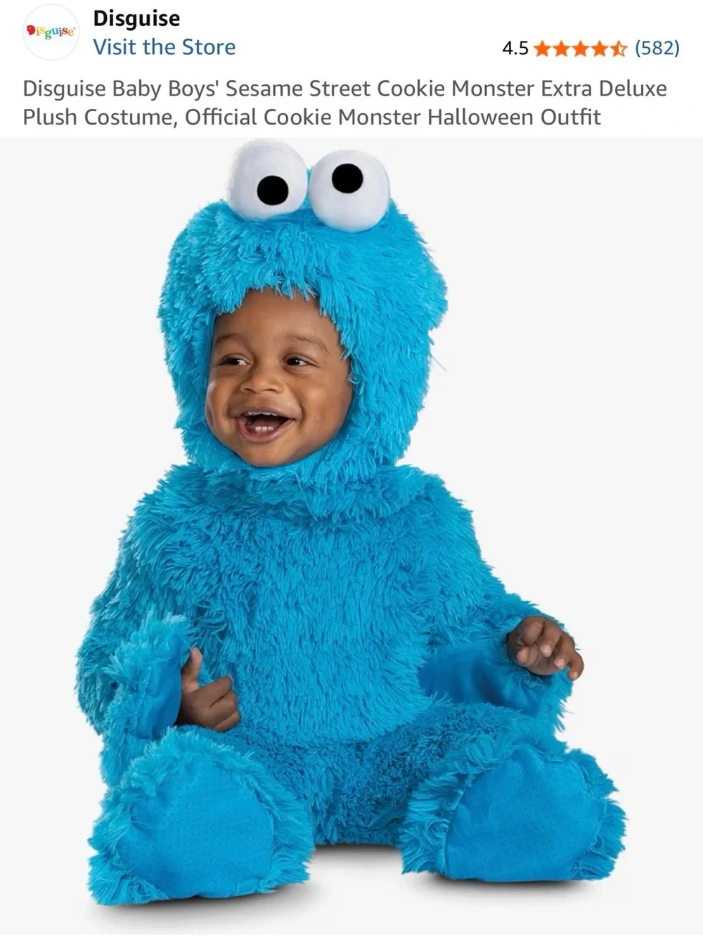 Disguise Bright Blue Cookie Monster Plush Costume - 2T